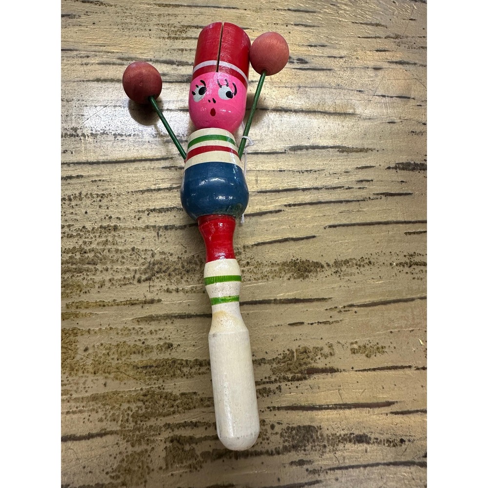 Vintage Japanese Wooden  Doll Noisemaker